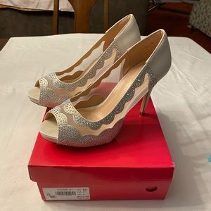White Glitter Heels-size 10